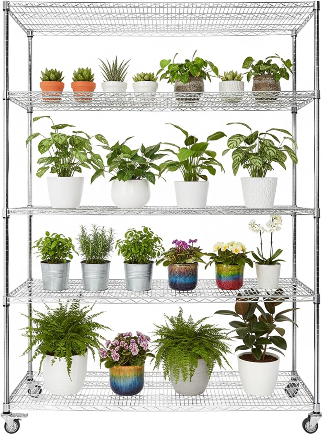 5 Tier Heavy Duty Wire Shelving Unit with Shelf Liner