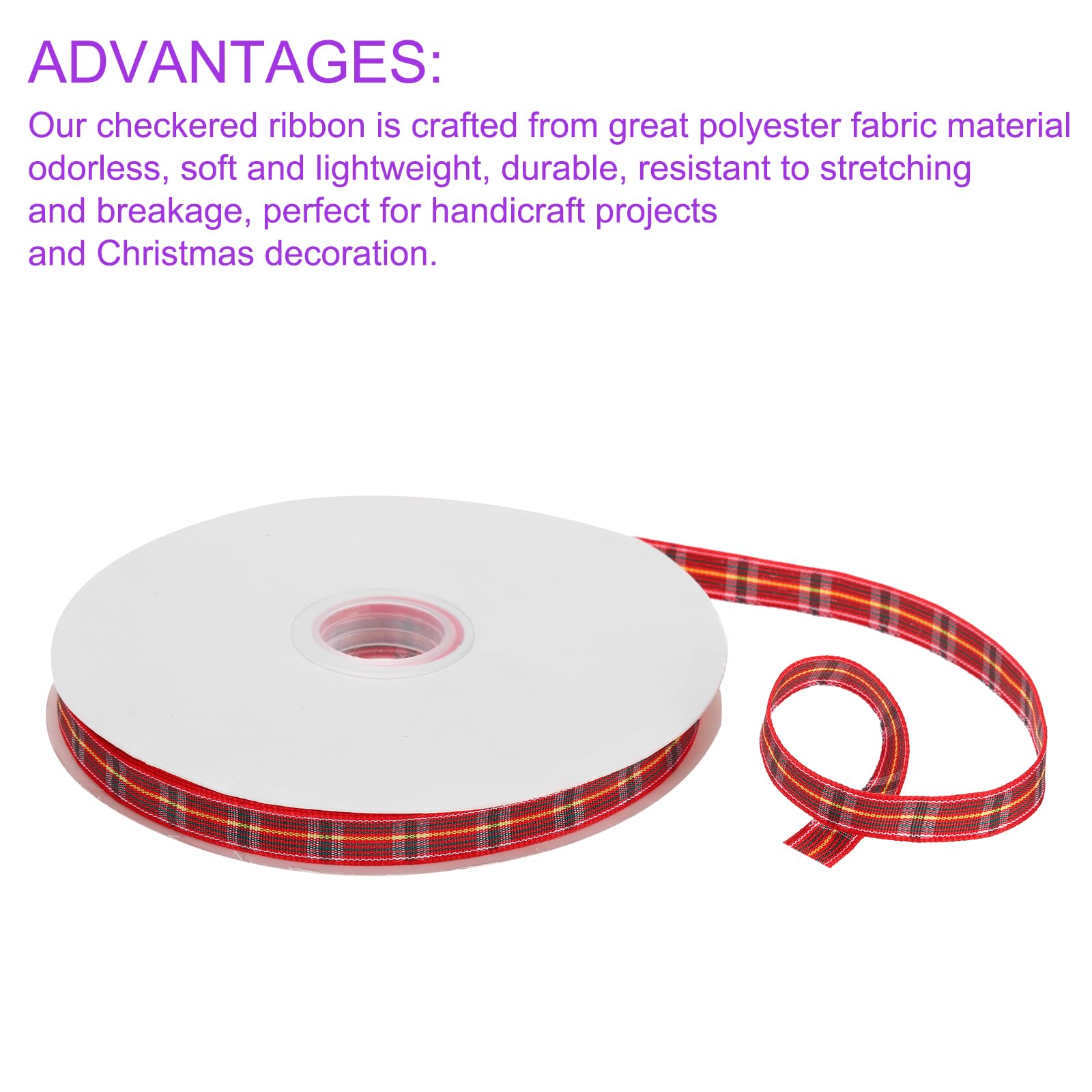 DMiotech 3/8 Inch 50 Yards Gingham Ribbon, Red Gray And Yellow, Polyester, Christmas, General Use, Country Rustic - Image 4