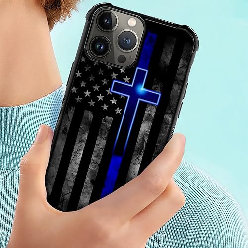 Miniatura 7 de TnXee Funda compatible con iPhone 15 Pro Max, funda de poliuretano termoplástico suave antideslizante con diseño de bandera estadounidense Blue