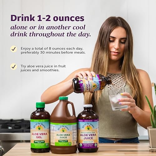 Miniatura 6 de Lily Of The Desert Gel de aloe vera, sin conservantes, bebida de aloe vera de consistencia más gruesa filtrada de hoja entera con vitaminas