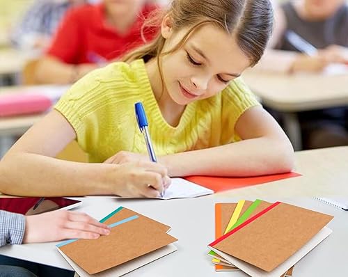 Miniatura 8 de Paquete de 12 cuadernos a granel, con cubierta de papel kraft con rayas universitarias en blanco con espinas arcoíris para mujeres, estudiantes,