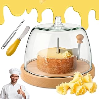 Cheese Curler Wheel with Lid, 2026 New Stainless Steel Flower Maker Wheel Slicer, Sharp Blade Cheese & Chocolate Shaver with Wooden Base, Create Beautiful Cheese Rose Flowers (Style B)