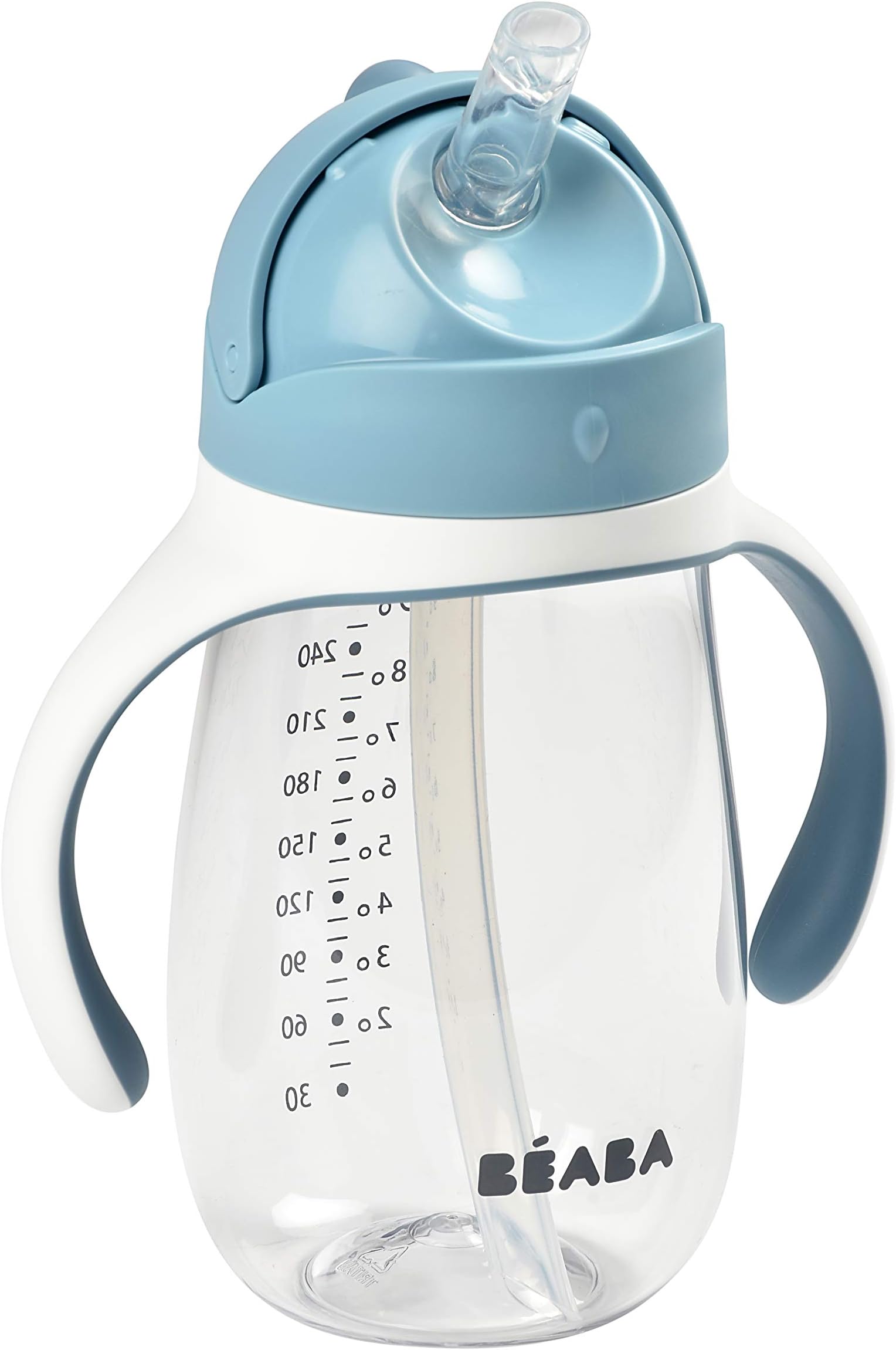 - Beaba Straw Sippy Cup, Toddler Baby Straw Cup with Removable Handles, Leak and Spill Proof, BPA Phthalate Free, 8+ months, 10 oz, (Rain)