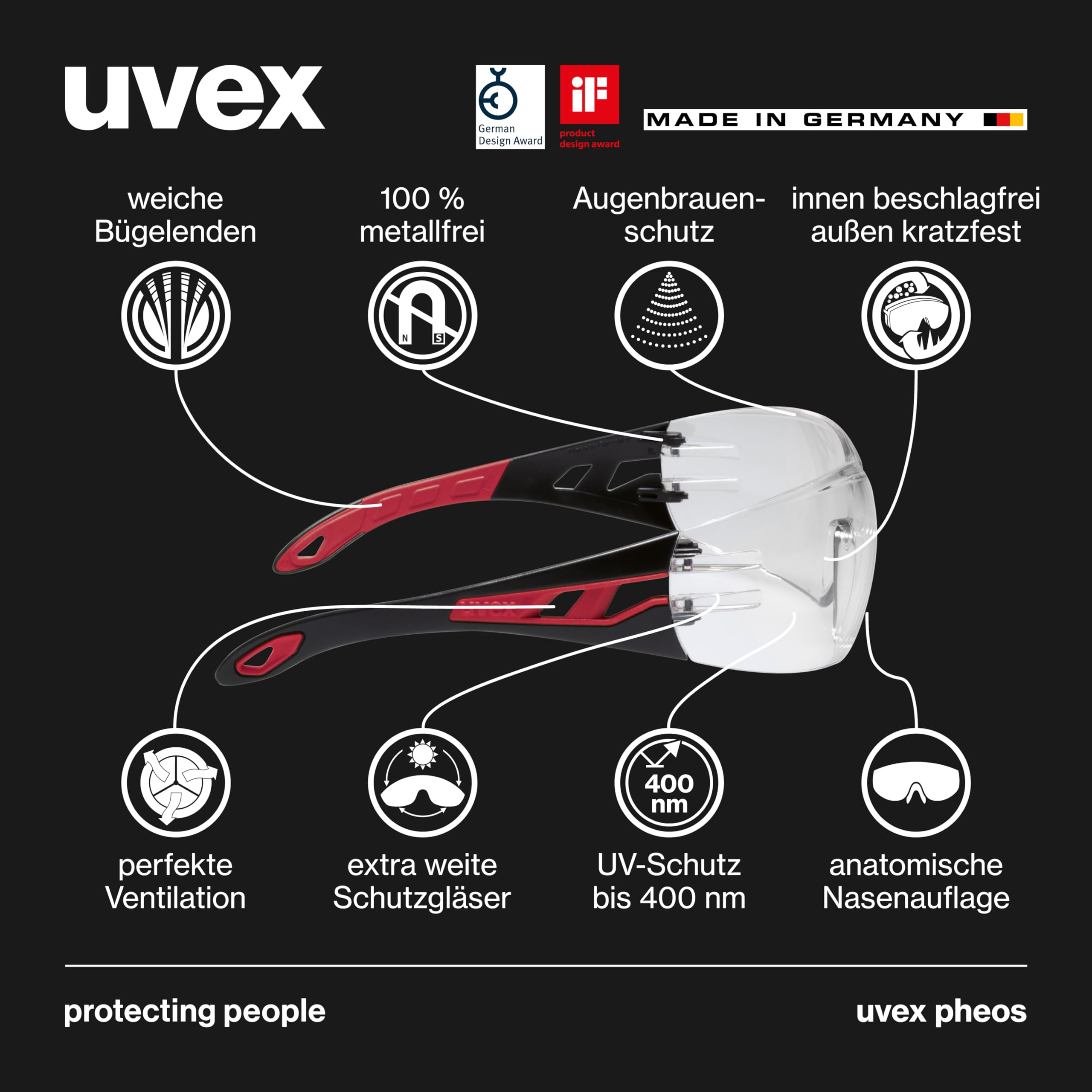 Uvex okulary do prasowania Uniseks Pheos (1 w zestawie)
