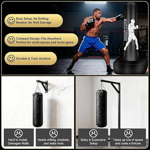 Miniatura 3 de Punching Bag for Adults, 70" Boxing Bag with Stand, Freestanding Heavy Bag with Boxing Gloves, Reflex Ball Set, Kickboxing Bag Training Equipment