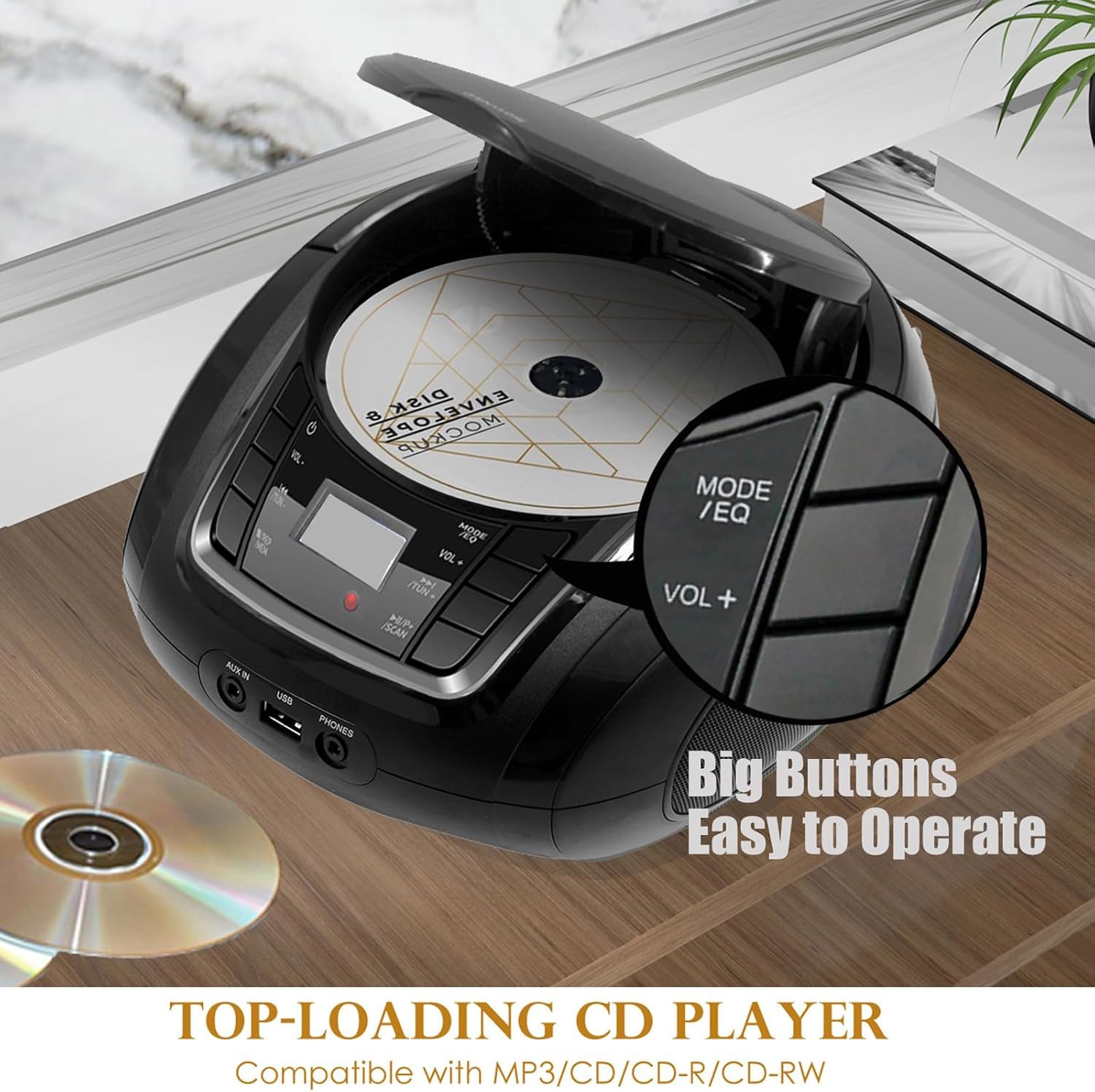 Amazon.com: LONPOO CD Player Portable Boombox with FM Radio/USB