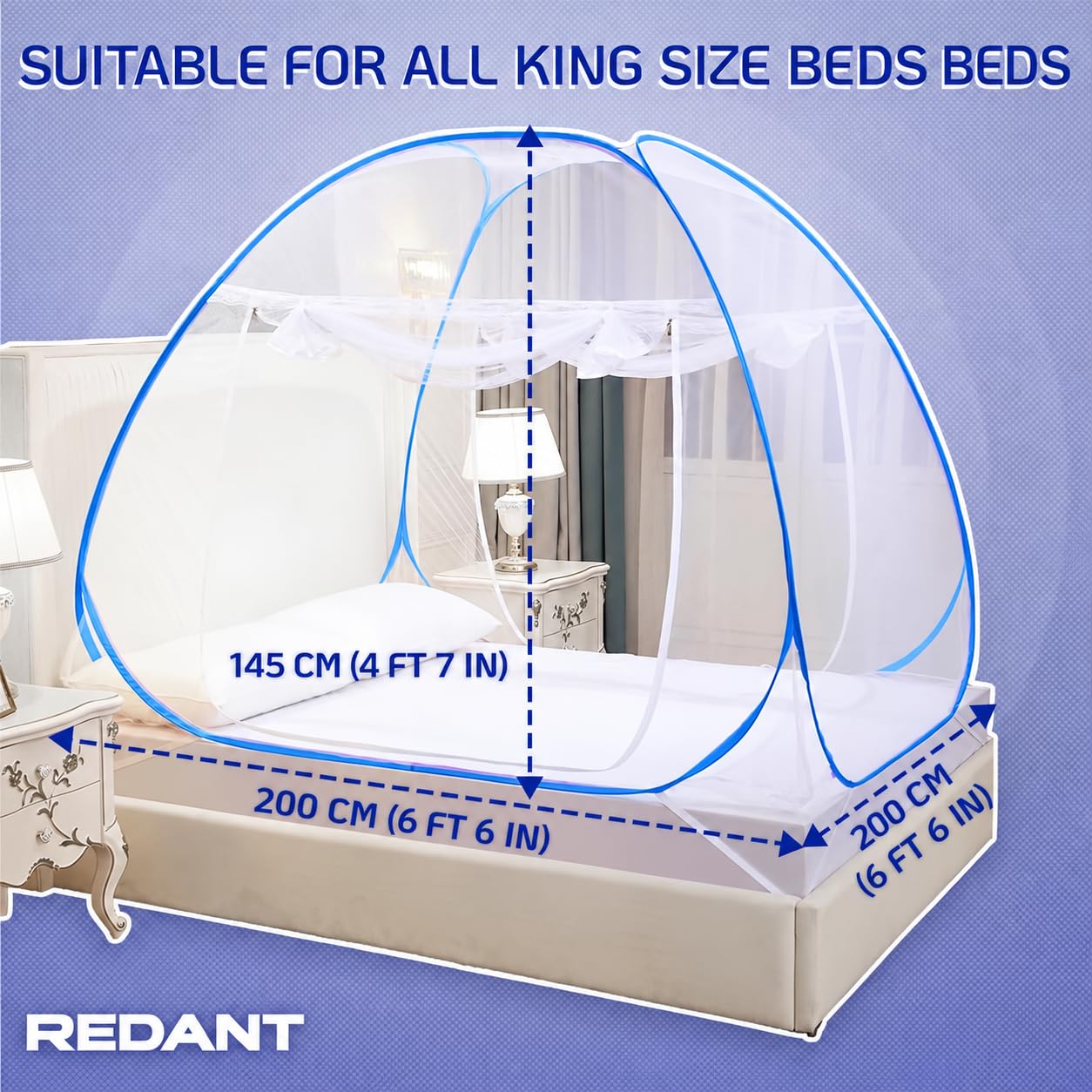 REDANT King Size Mosquito Net - Foldable & Durable -2 REDANT King Size Mosquito Net - Foldable & Durable -2