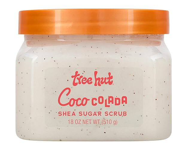 Exfoliante de Azúcar Coco Colada de Tree Hut, 18 oz, Exfoliante Ultra Hidratante para Cuidado Cuerpo Esencial
