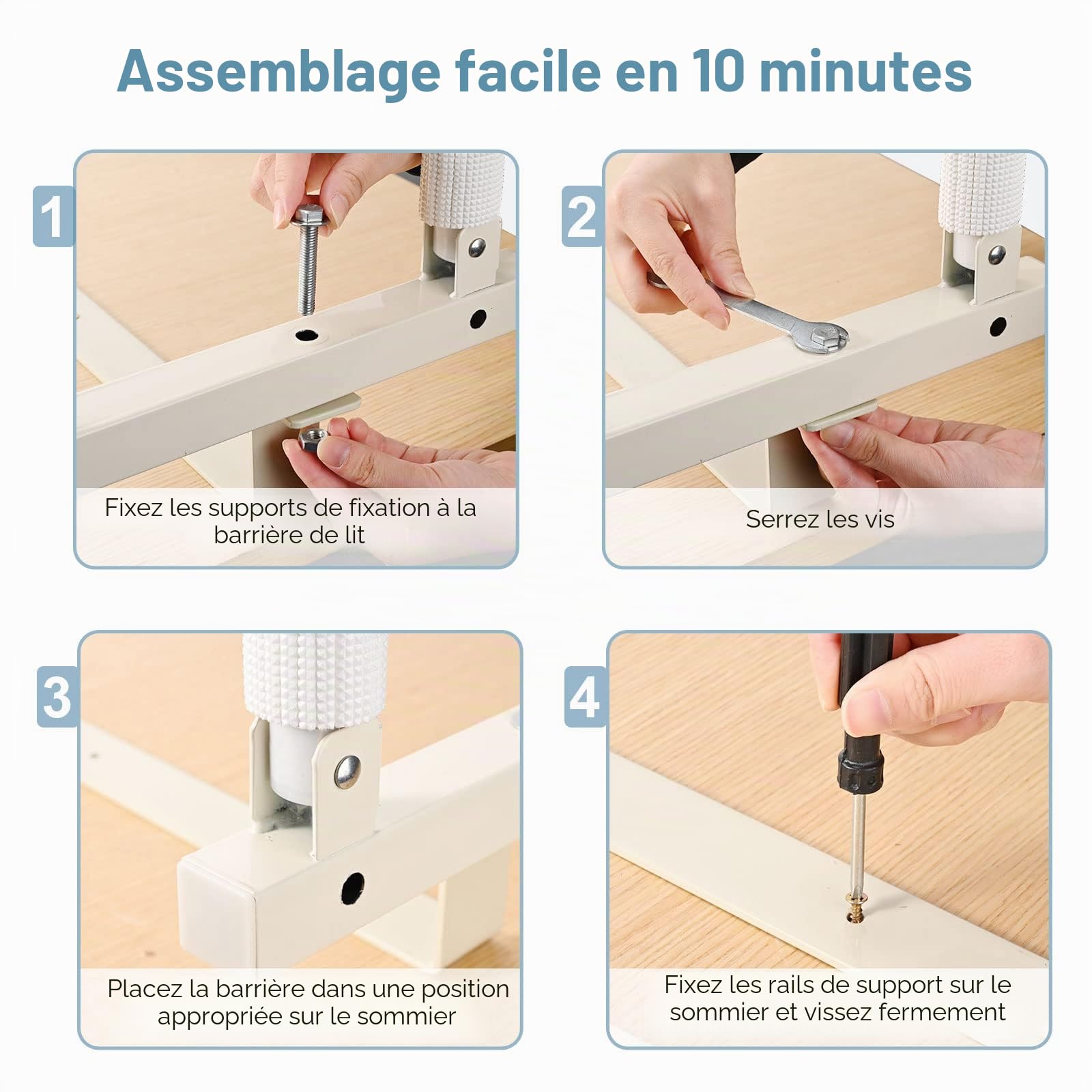 Barrière de lit pour Personnes Agées,Poignée d'assistance à la sécurité pour Rail de lit,Barriere Lit Pliable Garde Latérale Sécurité,Hospitaliers, pour Personnes âgées Adultes Enfants