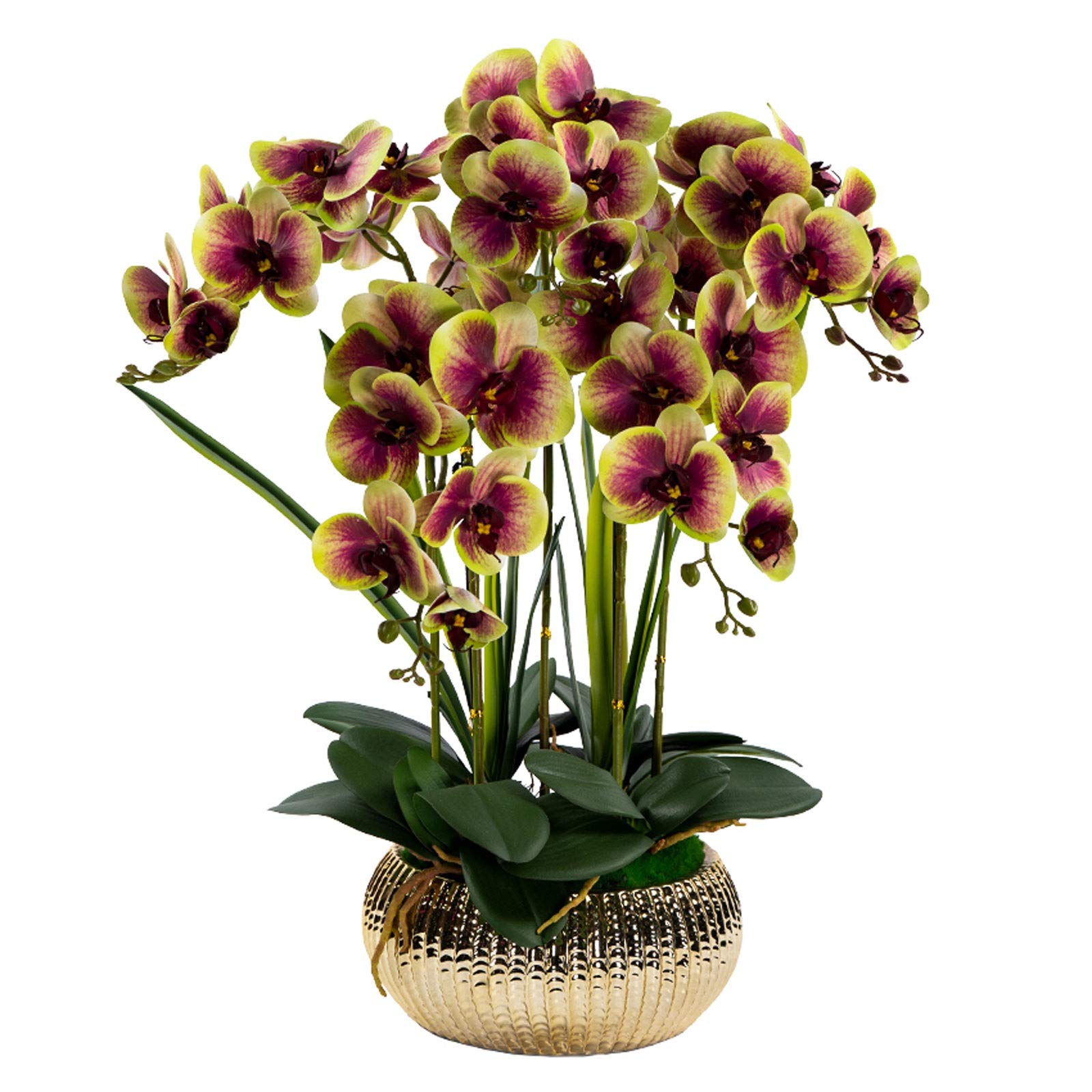 Orchidée artificielle Phalaenopsis en soie, arrangement floral, fleurs d'orchidée artificielles avec vase en céramique, décoration de table de mariage, de salle à manger, pour la maison et le bur