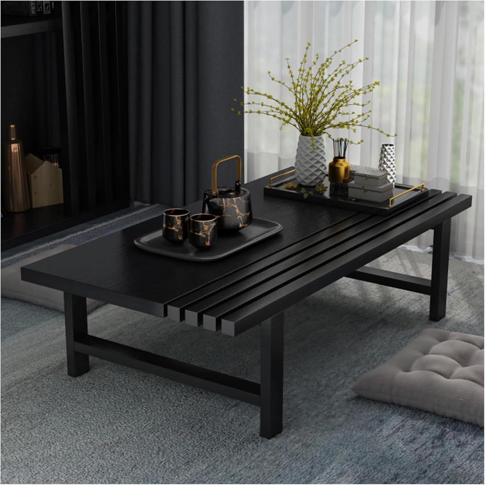 Table basse rectangulaire moderne style japonais pour salon de ferme