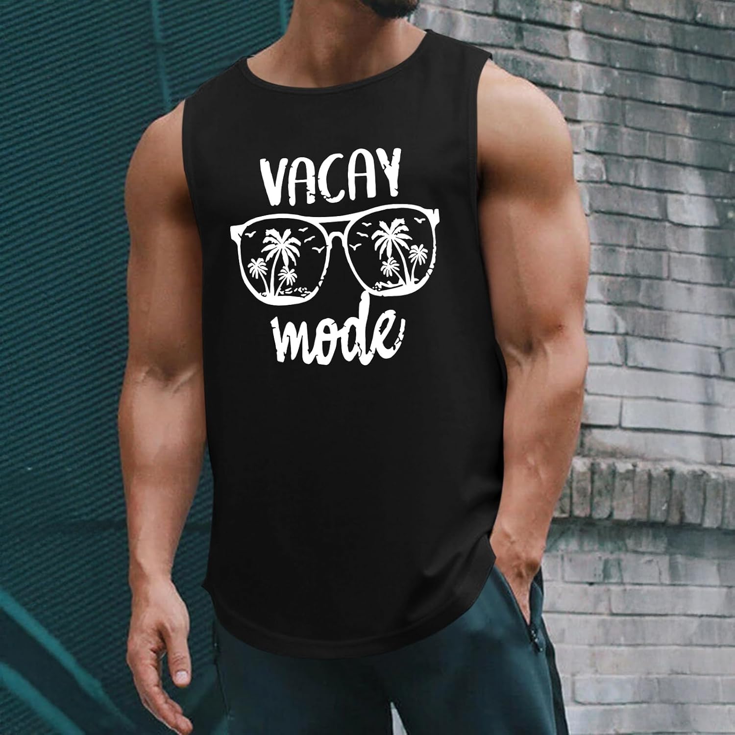 Beach Summer Vacation Tank Tops for Men Palm Tree Graphic Sleeveless Hawaiian Shirts Muscle Workout Gym Tank Top - Image 2