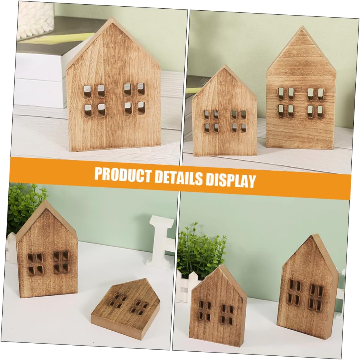 FAVOMOTO 2pcs Saa Tiny House Decor Rustic Home Decorative Miniature Desktop Christmas House Props