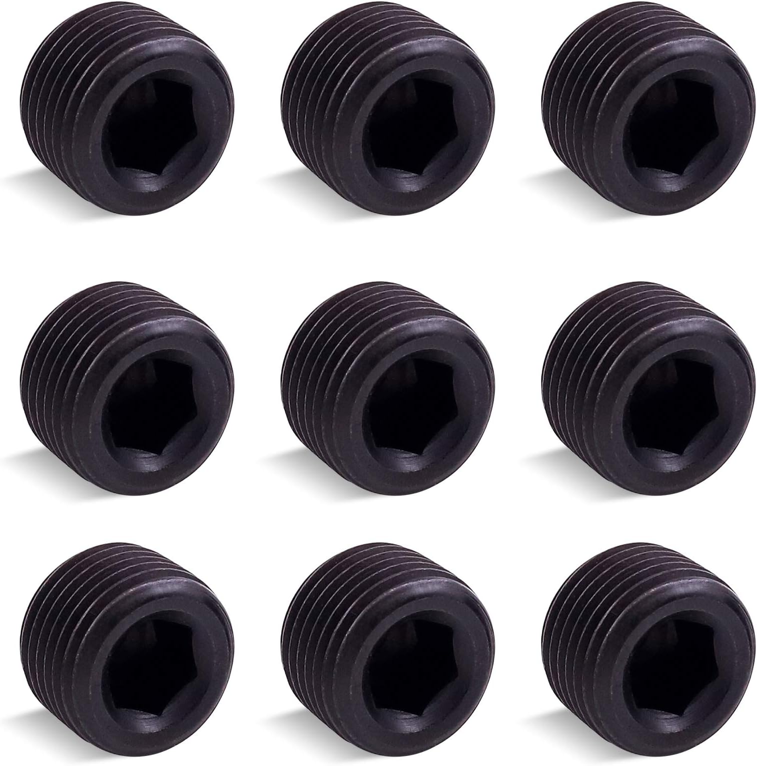 10Pcs 1/2" NPT Plug Pipe Plug Fitting Carbon Steel Male Thread Internal Allen Head Pipe Plug Set