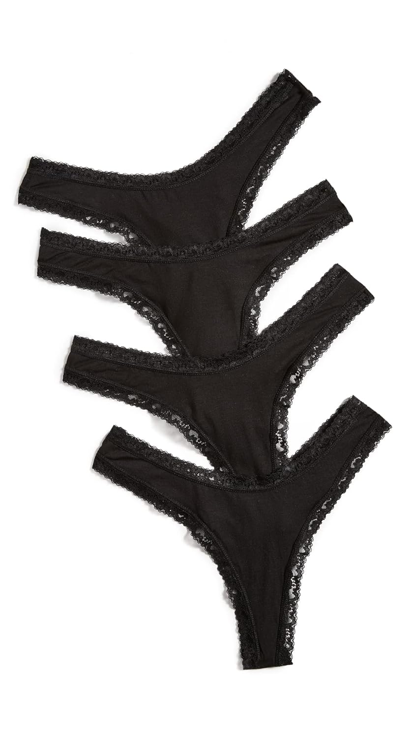 Stripe Stare Womens Black Thong 4 Pack Box