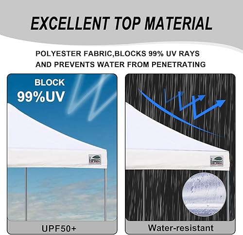 Miniatura 4 de Eurmax Toldo plegable para tienda de campaña de 10 x 10 pies, montura instantánea, uso comercial, con resistente bolsa con ruedas