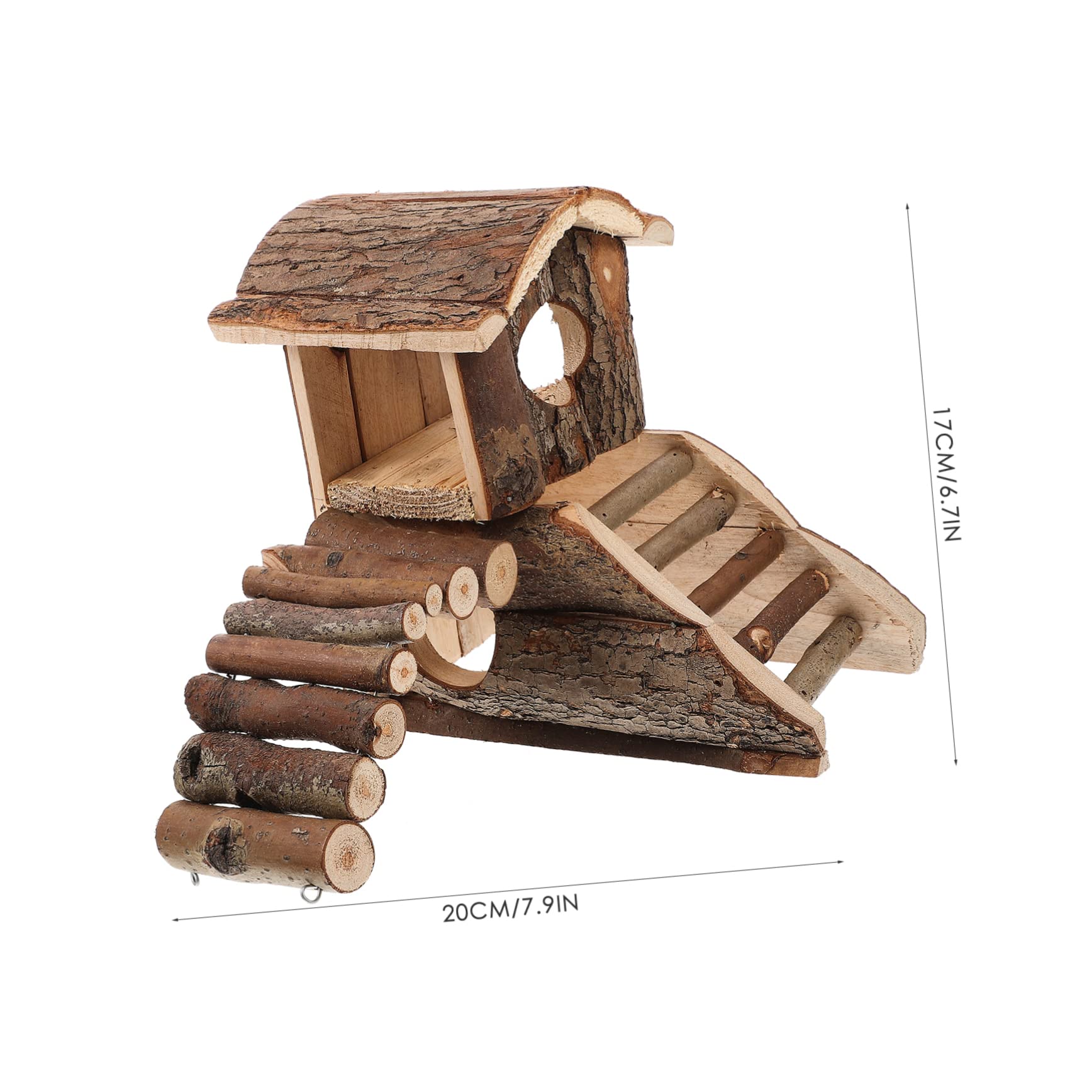 INOOMP Castello in Legno per Criceti e Cincillà, Rifugio Caldo e Sicuro da Mordere, Spazio per Giocare, per Gabbia e Casa