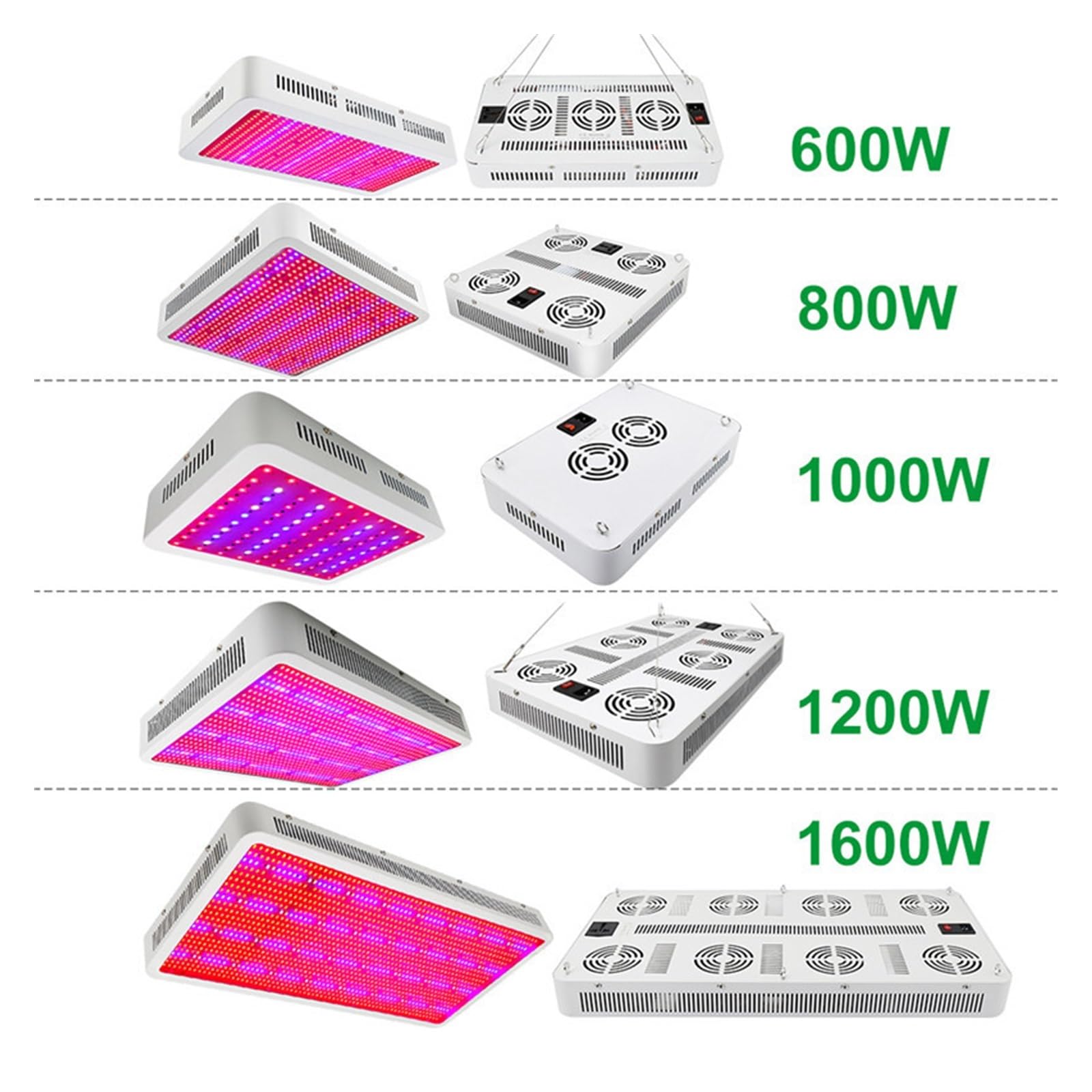GaRcan Luz LED para Plantas 1600W 1200W 800W 600W 300W Lámparas de luz LED para Cultivo de Plantas de Espectro Completo de Alta Potencia para Sistema hidropónico Vegetal y Floral