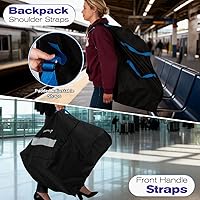 Vista 5 de Fosmon Bolsa de viaje para asiento de automóvil para avión, correas acolchadas ajustables para mochila, bolsa grande para viajes aéreos, funda