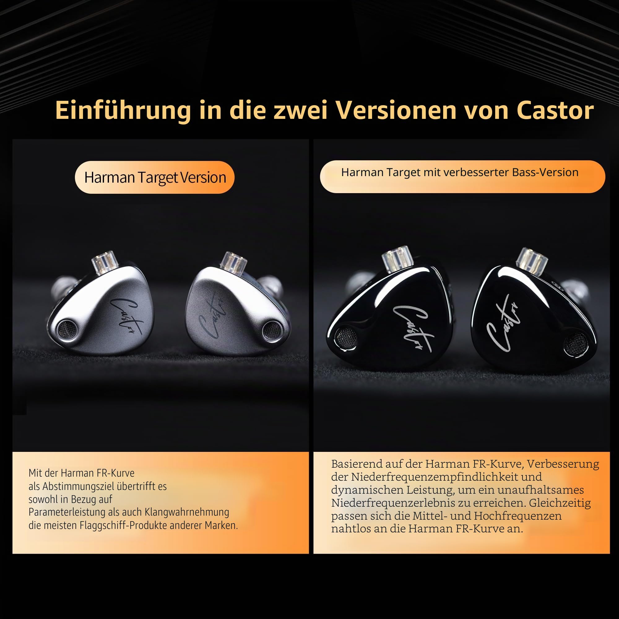 KZ Castor Bass Edition IEM mit zwei dynamischen Treibern, abstimmbarer Sound, kabelgebundene Kopfhörer, Gaming-Ohrhörer mit 4-stufigem Einstellschalter, geräuschisolierend