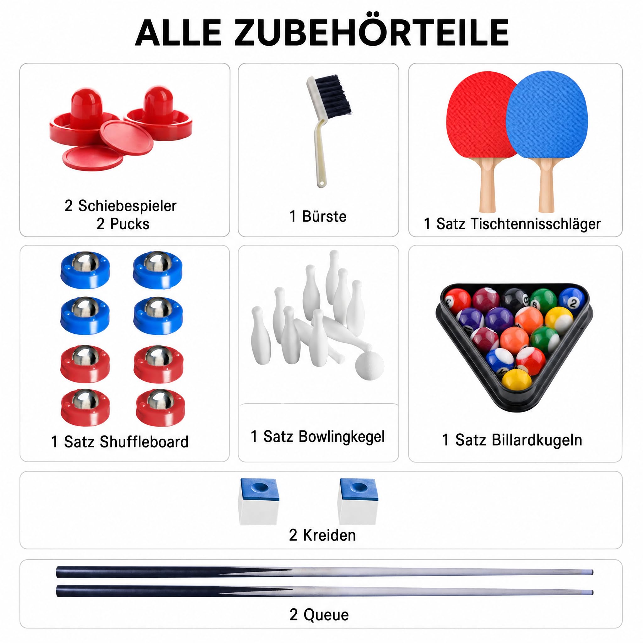hotsizz Multifunktionale Spieltische,137×68.5×78.5cm,Enthält Billiardtisch/Tischtennisplatte/Sandfox-Ball/Bowling，EIN Spieltisch für Erwachsene und Kinder