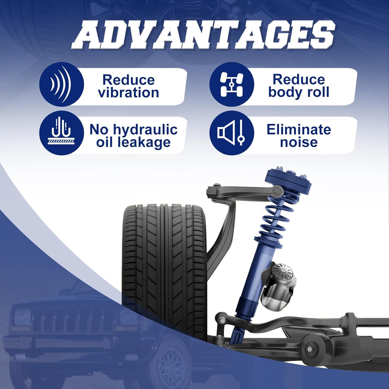 Rear 2 PCS Set Shock Absorber Compatible with Jeep Cherokee 1997-2000 L4 2.5L L6 4.0L Rear Left & Right # G63425, 344089, 342554, 173542, 81549, 61536