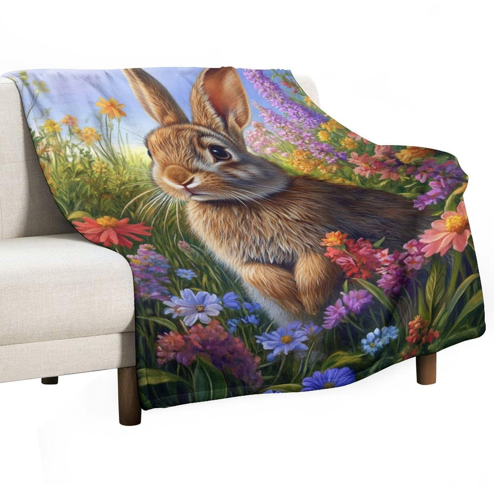 Couverture anti-boulochage lapin au printemps en tissu de qualité supérieure