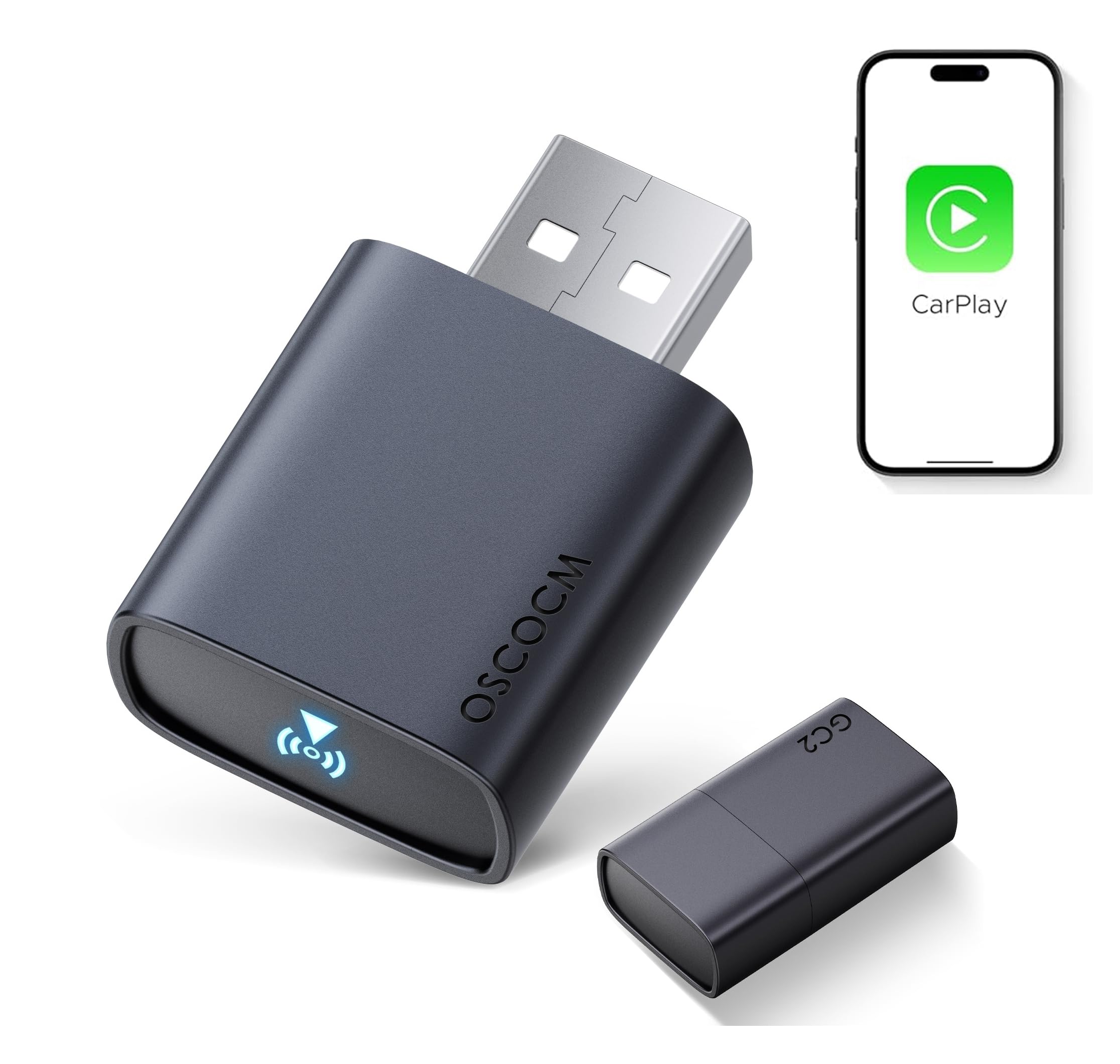 Wireless CarPlay Adapter for Apple CarPlay: Convert Wired to Wireless CarPlay Dongle - Plug and Play Mini Car Play Wireless Adapter for iPhone 6+ and Cars from 2016 with OEM Carplay Type-A