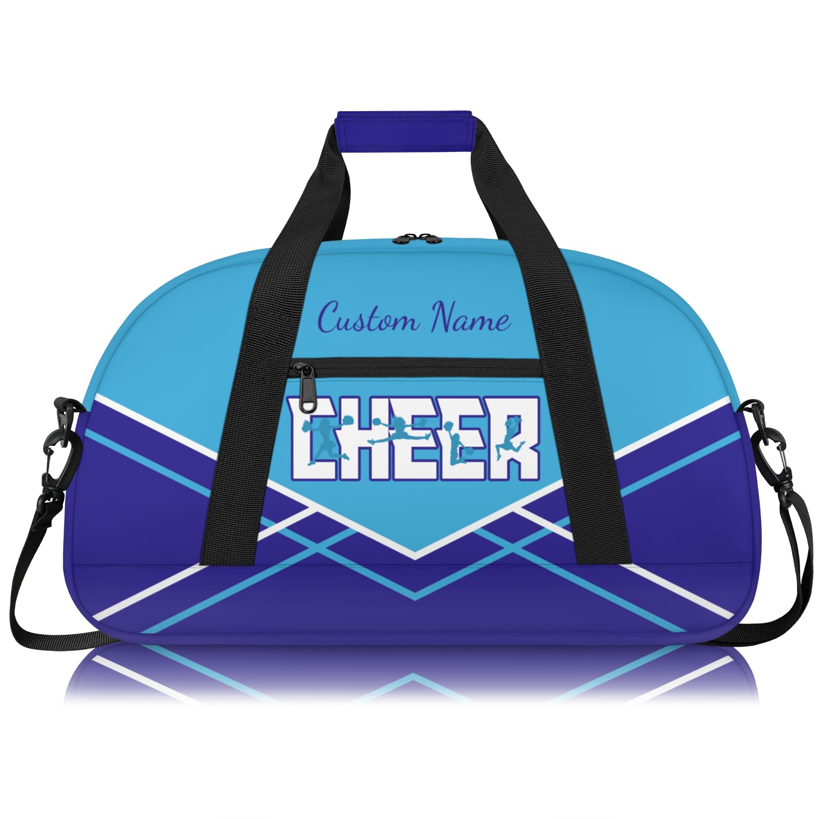 Personalised Cheerleading Duffel Bag for Girls | Custom Name Waterproof Sports Bag for Cheer, Gym & Travel | Cheerleader Team Gifts Bag with Adjustable Shouler Strap, Cyan Dark-Blue