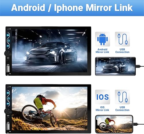 Miniatura 4 de Estéreo de coche de doble DIN con cámara de salpicadero, compatible con Apple Carplay, Android Auto, radio de coche con pantalla táctil de 7