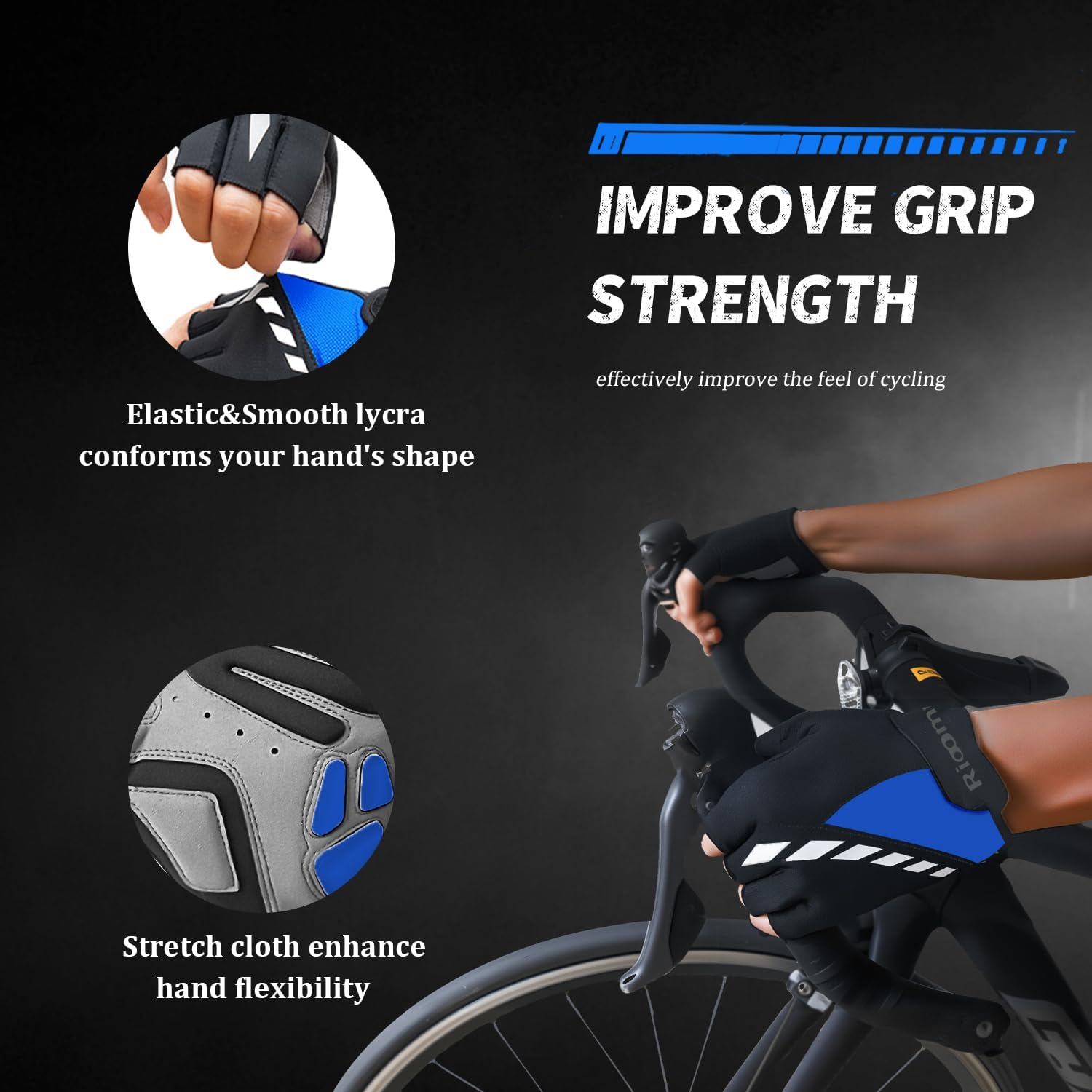 Cycling Gloves,Gel Padded Bike Gloves for Men Cycling,Anti-Slip & Shock-Absorbing Lightweight & Breathable Design Road Bicycle Half Finger for Women - Image 4