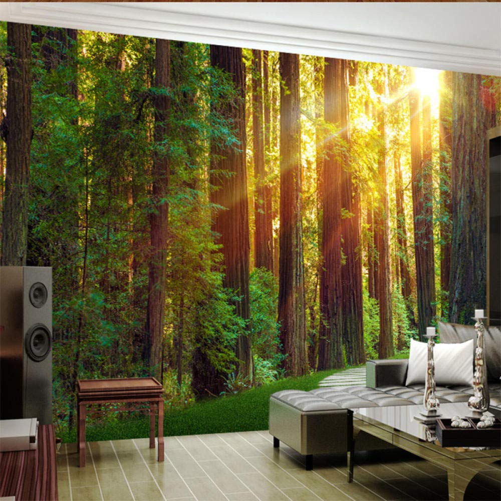 Xcstdjx 3D Custom Mural Wallpaper Wall Painting Sunny Forest Photography Background Photo Wallpaper For Living Room Bedroom Wall Murals,350(W)*256(H)Cm