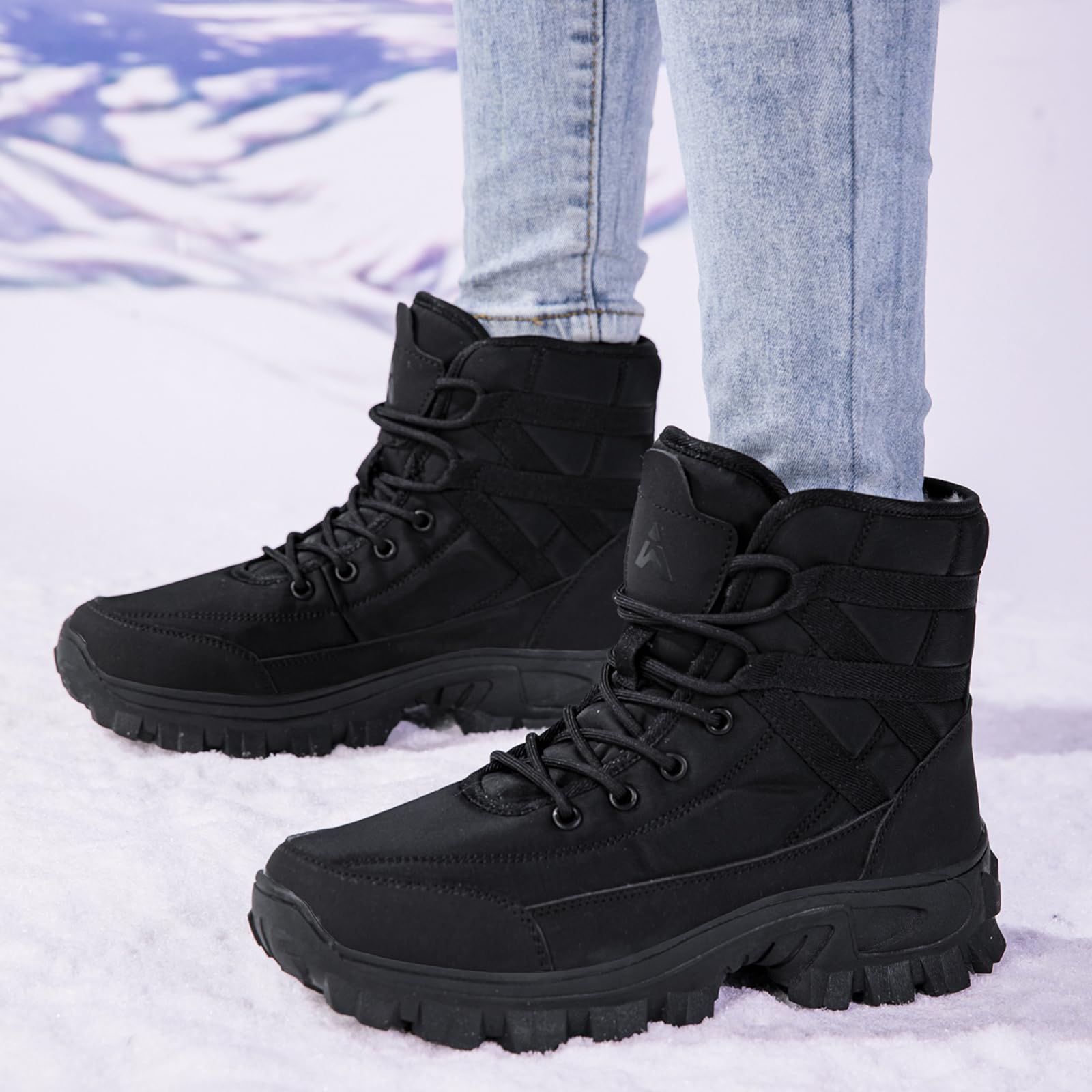 Botas de nieve para mujer, altura media, botas de invierno impermeables con forro de piel sintética, suela antideslizante para nieve, hielo y día de la ciudad