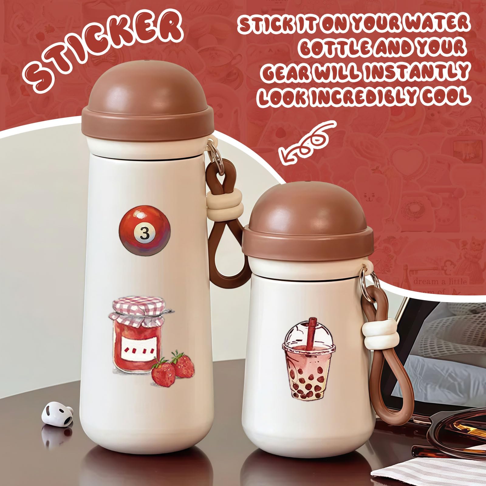Bubaxuce 100 Pieces Red Aesthetic Stickers, Coquette Girl Decals for Water Bottles Laptop Scrapbooking Journaling - Image 4