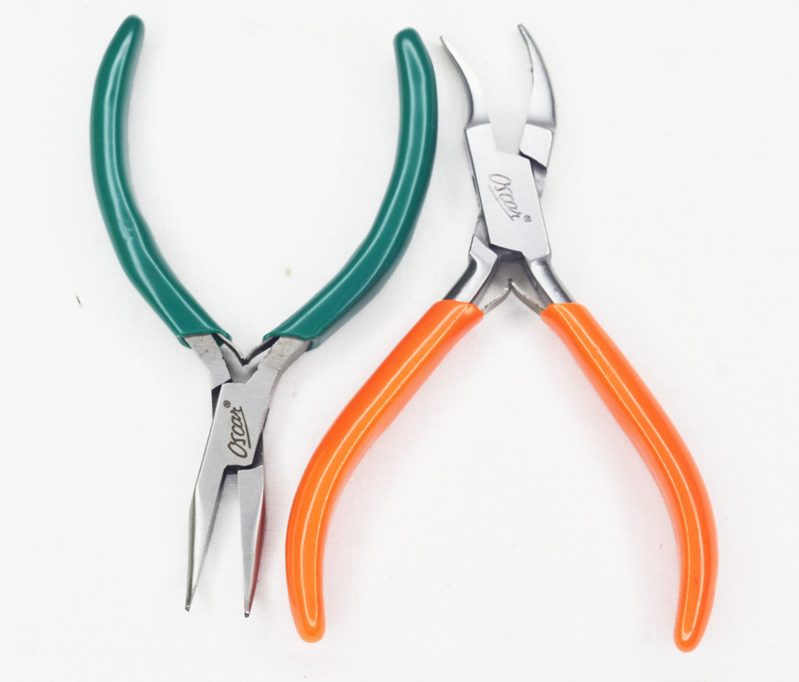 OSCAR 5 Inch Side Bent Nose Pliers With PVC Grip For Jewelry Making, Handcrafts, Beading, Crafting Tools Red & Green 1