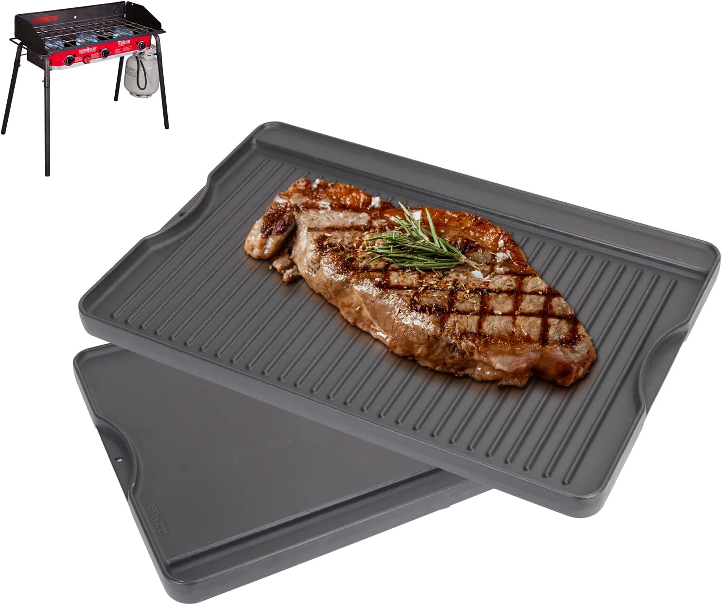 Cast Iron Reversible Griddle for Camp Chef, Universal Stove Top Griddle for Most 4 Burner Stove/Charcoal/Gas/Propane/Electric Grill Pan, Large Flat Top Plate for Outdoor Camping Accessories,16" x 24"
