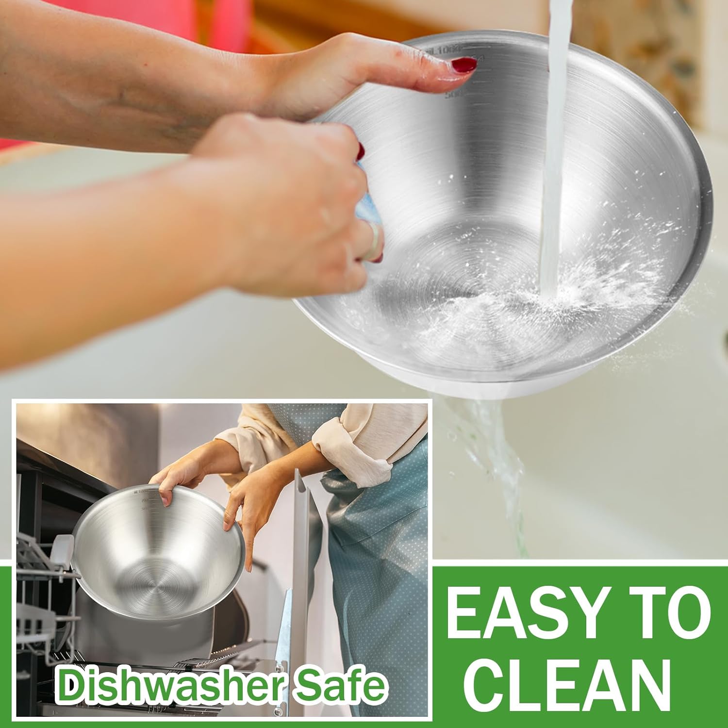 Honeydak 12 Pcs 304 Stainless Steel Mixing Bowls with Graduations, 31 oz Salad Bowls Metal Serving Reusable Baking Food Storage Containers for Baking, Cooking, Making Salads, Soups, Ice Cream, Noodles - Image 6