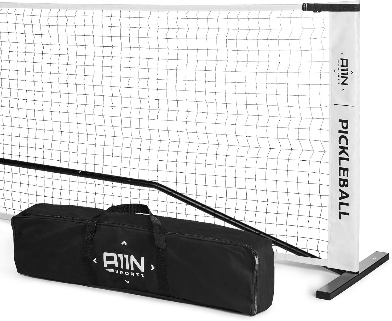 A11N Portable Pickleball Net System, 22ft Regulation Size, White/Black Sports