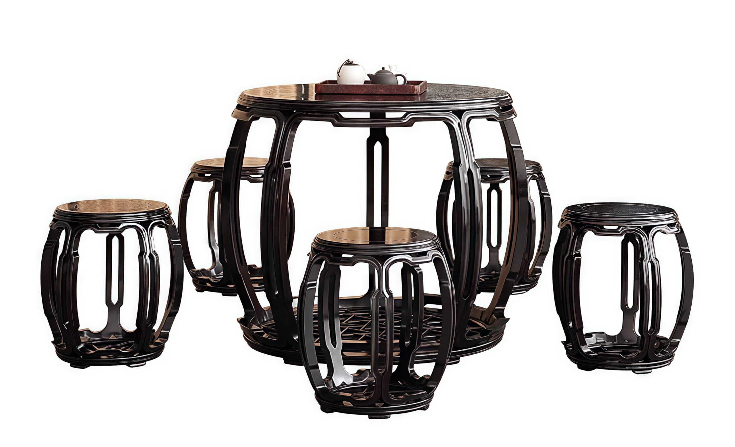 FENGSHUI-CAISHEN Wooden Tea Table for Living Room Wood Coffee Table Set Chinese Decor Gifts Chinese Style Furniture