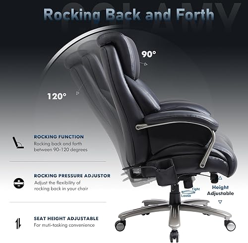 Miniatura 15 de COLAMY Silla de oficina con reposapiés retráctil, diseño ergonómico de respaldo alto, silla ejecutiva de escritorio para computadora con almohada