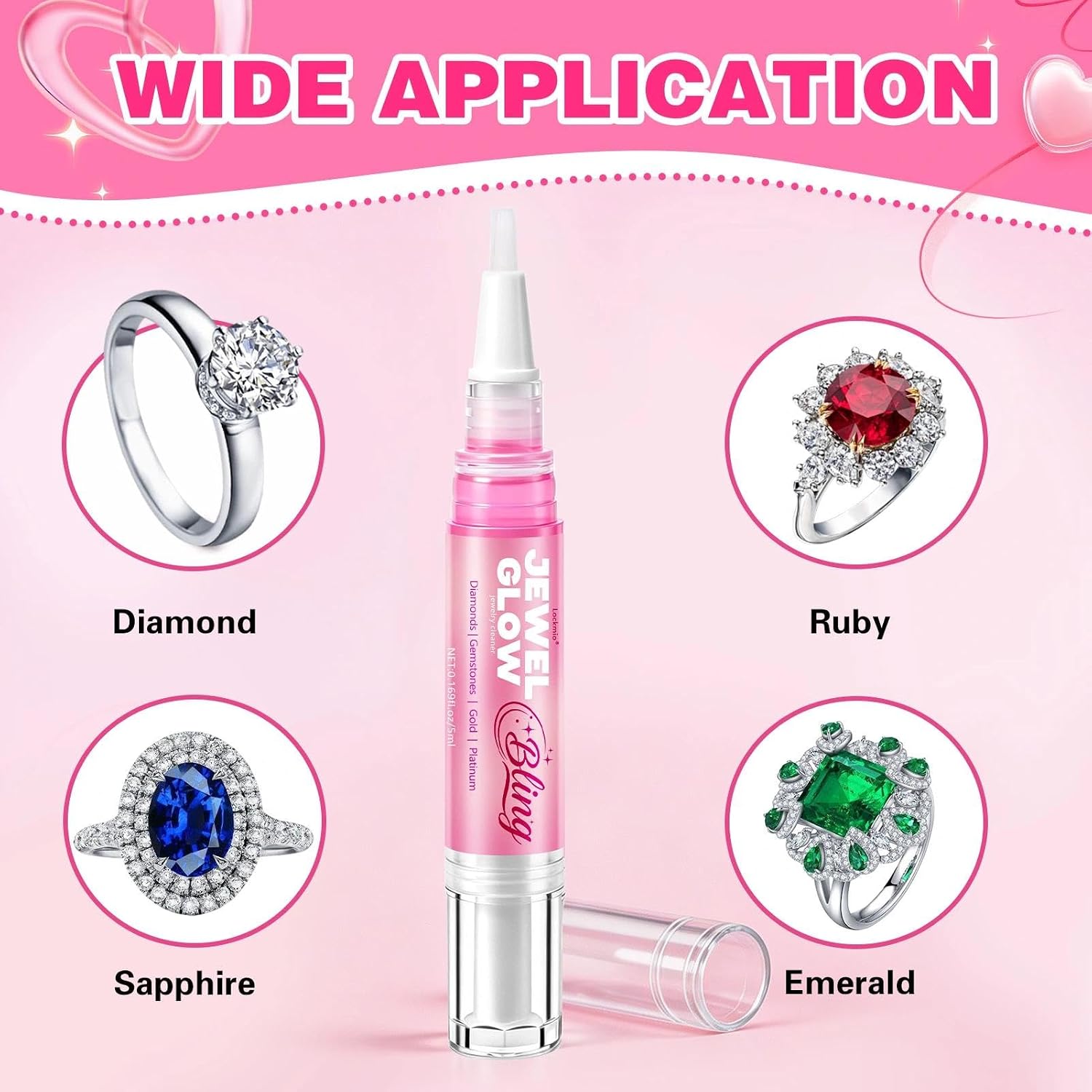 3 PCS Jewelry Cleaning Pen, On-The-Go Ring Cleaner Pen with Double-Sided Cleaning Cloth for Engagement Rings, Earrings, Gemstones, Necklaces, Bracelets