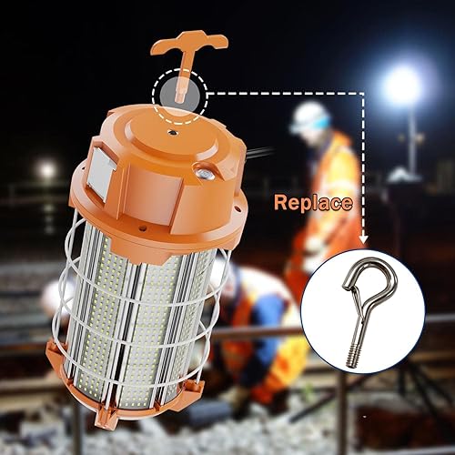 Miniatura 4 de NS Luz de trabajo temporal LED de 250 W, 37,500 lúmenes, luces de construcción, 5000 K, portátil, de alto lúmenes, súper brillante, duradera, con