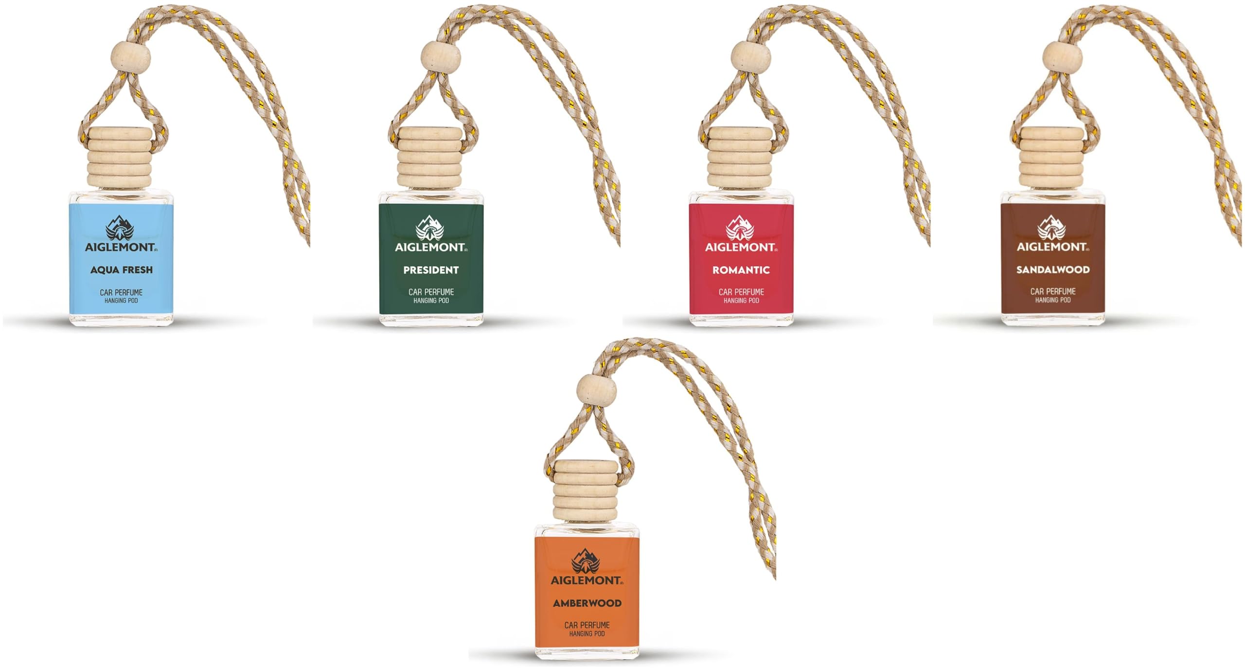 Car Perfumes combos | Aqua Fresh+ President + Romantic+ Sandalwood+ Amberwood| Combo of 5 | 10 ml Each-image-49