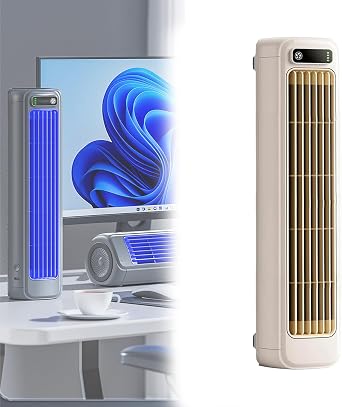Portable Air Conditioner Cooling Fan Quiet with 3 Speeds, Portable AC, Cooling Fan with 3 Speeds, USB Charging Tower Fans, Adjustable Speed for Bedroom Office Home,White