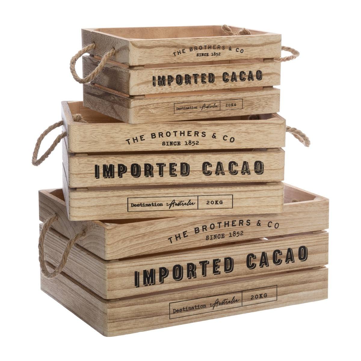 ATMOSPHERA CREATEUR D'INTERIEUR - Set di 3 cassette in legno denys