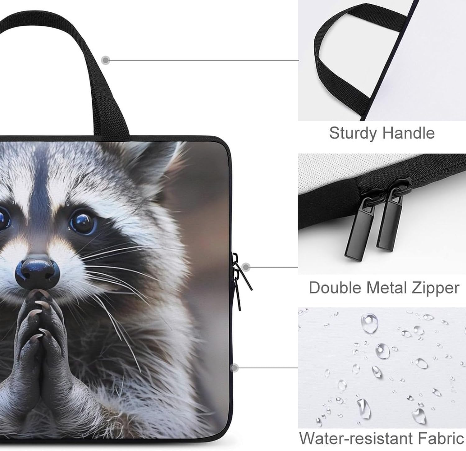 Cute Raccoon Laptop Bag Print Computer Sleeve Case Protector Briefcase Totes for Women Men