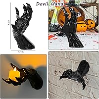 Vista 3 de DAZONGE Decoraciones de Halloween para interiores y exteriores, paquete de 3 manos espeluznantes que se extienden montadas en la pared con velas