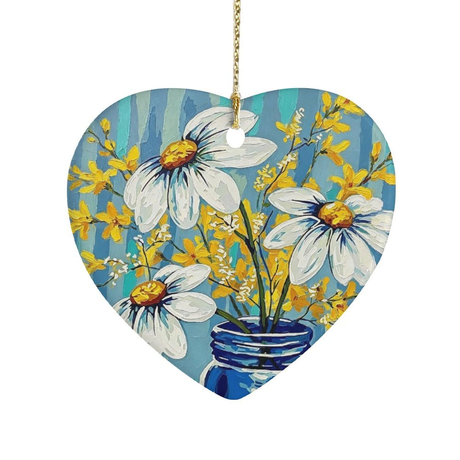 Fekiloot Style Daisy Vase Flowers Ceramic Ornament Home Decor Keepsake