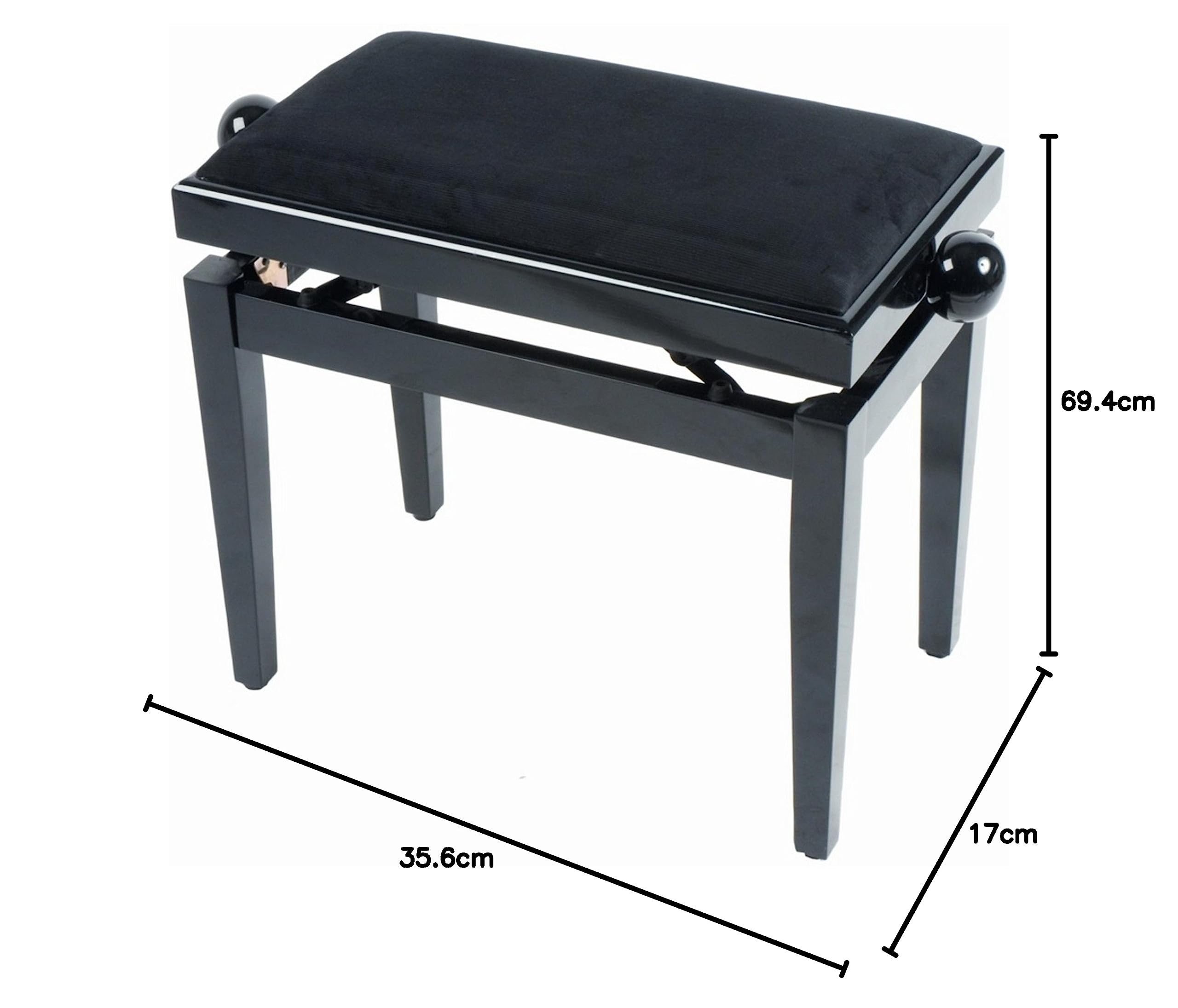 QUIK LOK - PB/010 BK Banc de Piano en Bois, Assure Robustesse, Durabilité, Confort et Élégance, Assise Rembourrée avec Revêtement Synthétique de Qualité, Couleur Noir