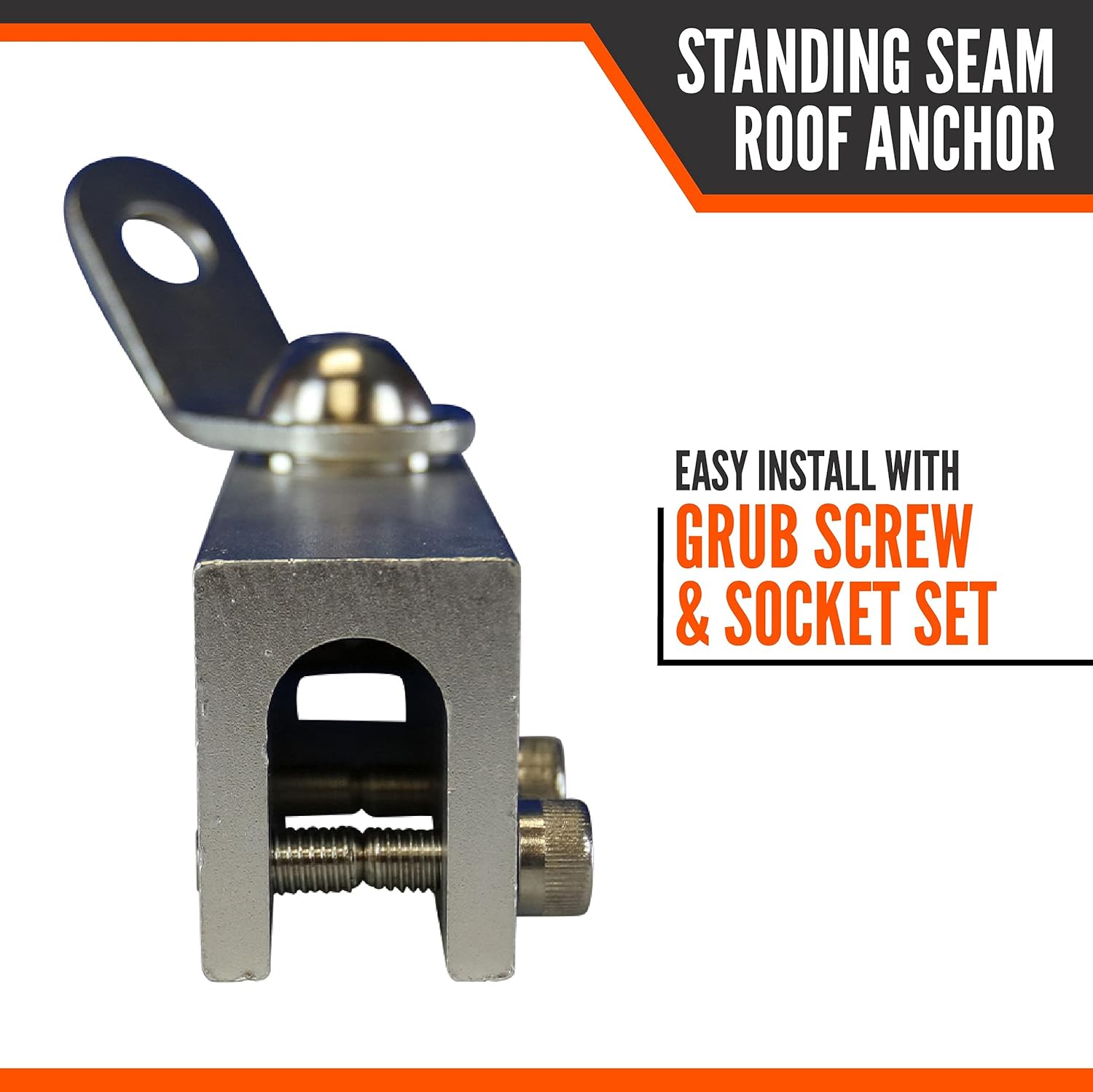 Malta Dynamics Fall Protection Roof Anchor – Stainless Steel Roof Clamp with 360° Swivel, Easy to Install Fall Arrest System and Roofing Safety, OSHA and ANSI Compliant (4 units)